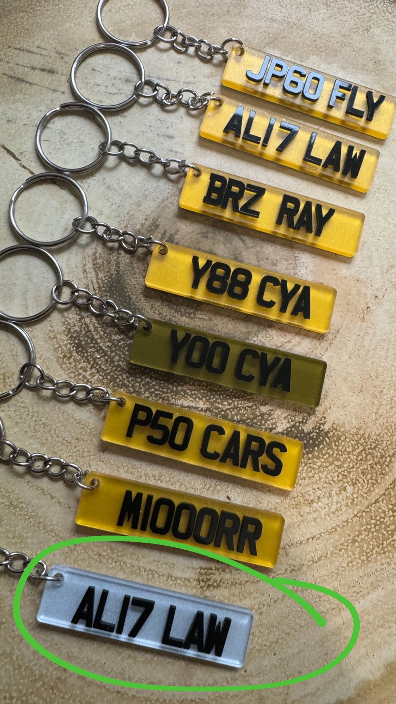 Tiny Number Plate Key Ring